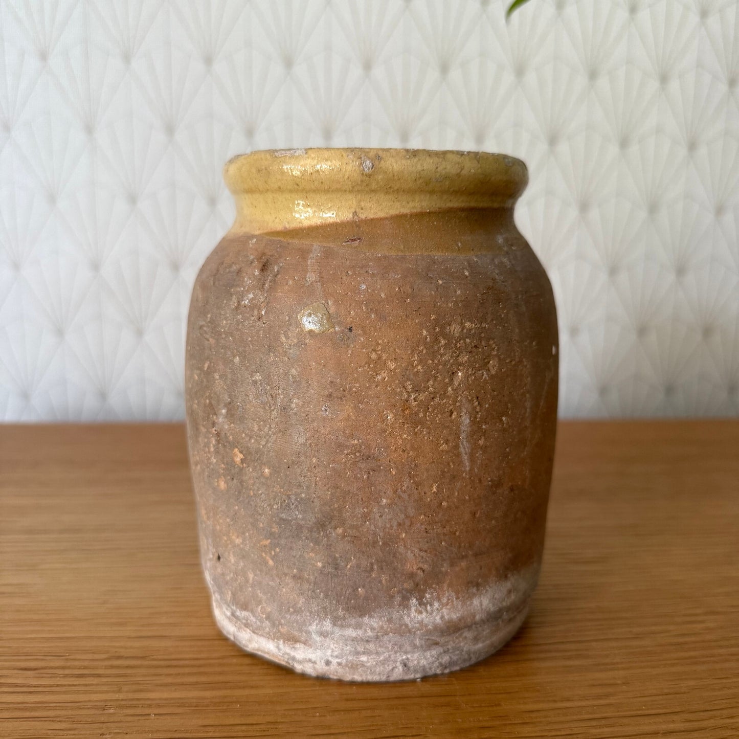 RARE HANDMADE GLAZED YELLOW ANTIQUE FRENCH CONFIT POT TERRACOTTA 2904259