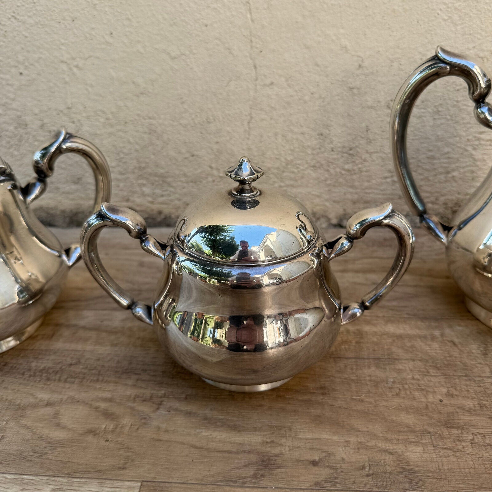 Christofle 3 Pc Silverplated Tea & Coffee Set Lidded Sugar & Creamer 02082423 - Fleamarketfrance