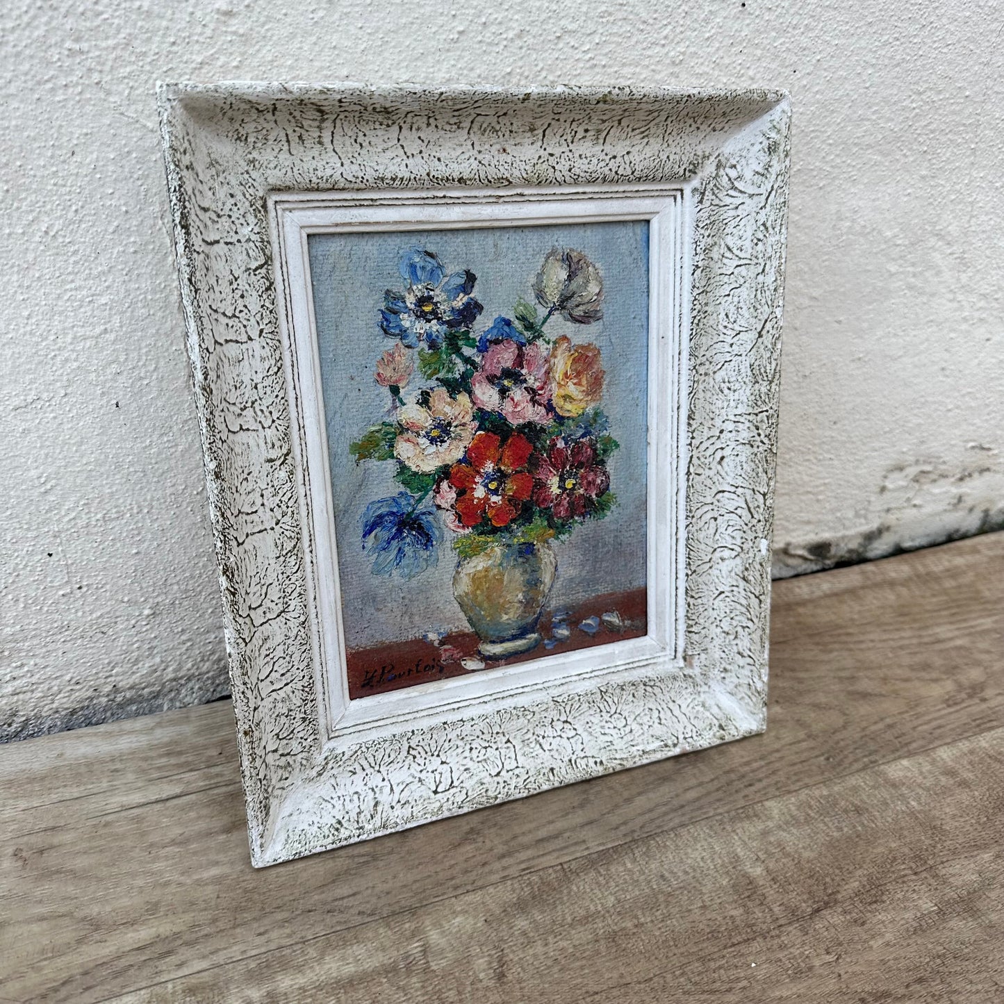 French Floral Oil Painting Still Life Flowers Signed Vintage Frame 2006241 Fleamarketfrance
