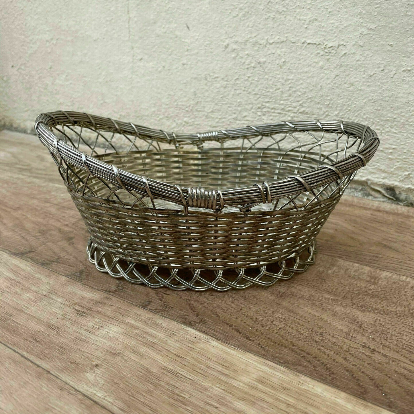 Vintage French Wire Bread Basket Silverplated Metal Baguette 1405217 Unbranded