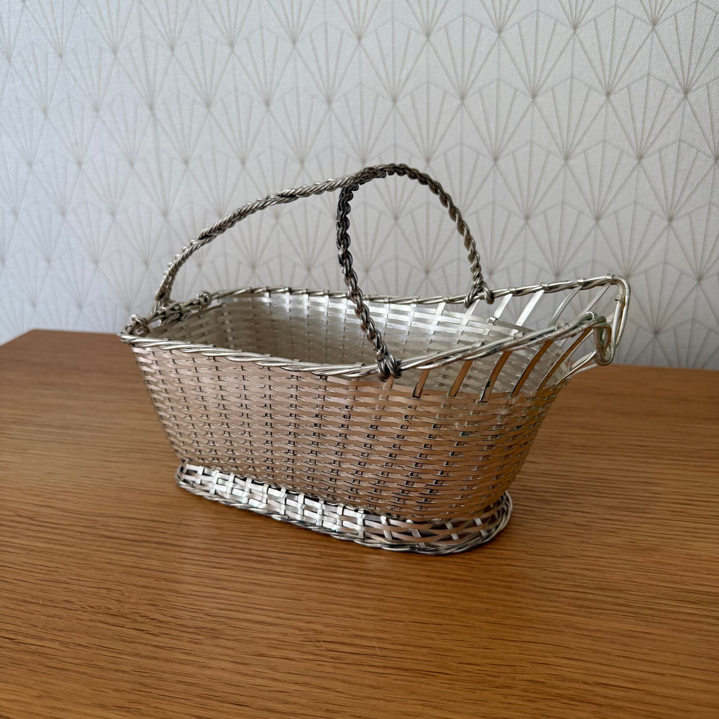 French Silver Plated Wine Basket Bottle Holder Serving Tray 12062517 Unbranded