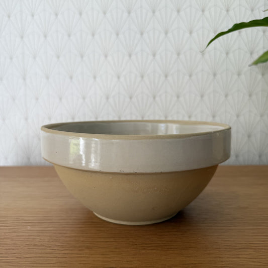 VINTAGE FRENCH STONEWARE SALAD MIXING BOWL TERRINE DIGOIN 8 1/4" 0409253