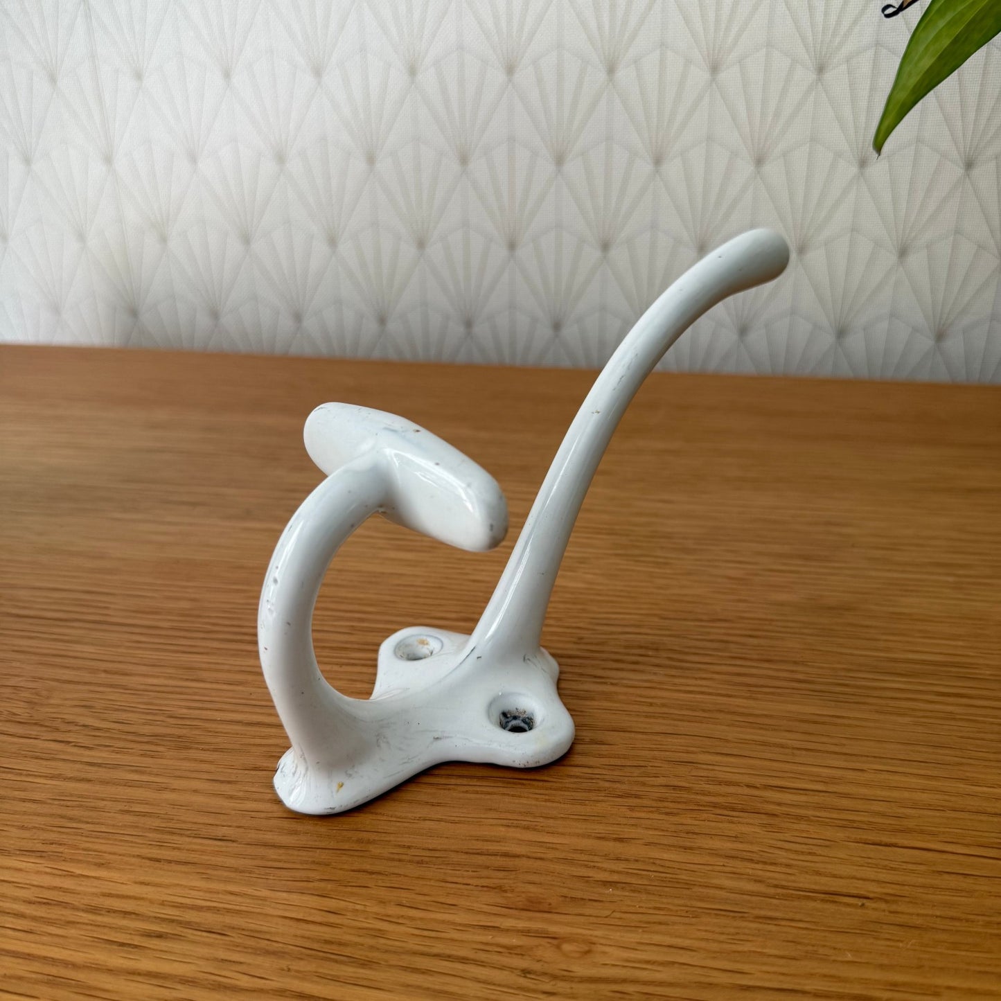 Vintage French Porcelain Wall Hook White Coat Hanger 1930s 08072511 Unbranded