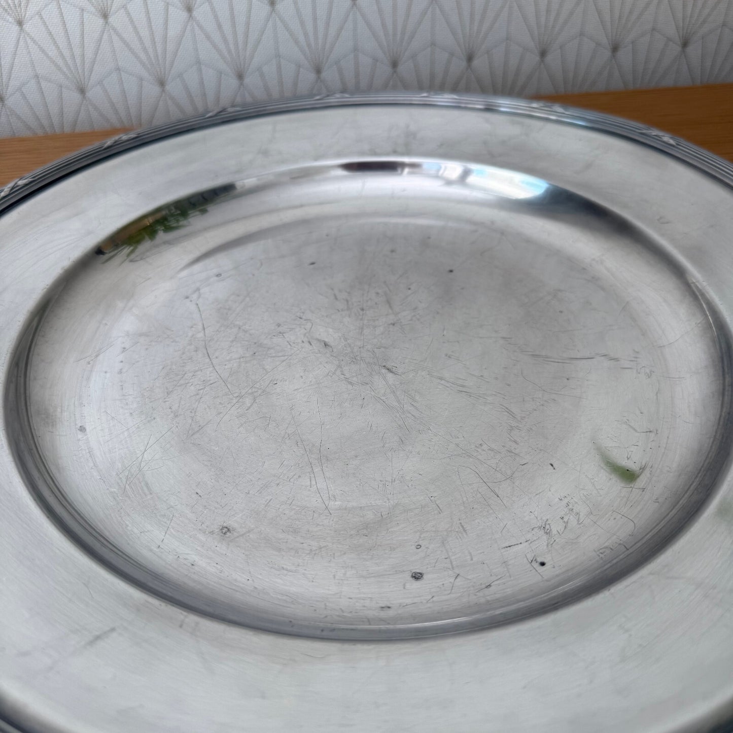 Vintage Christofle Paris Silver Plated Serving Tray Round 14" French 0905253 Christofle