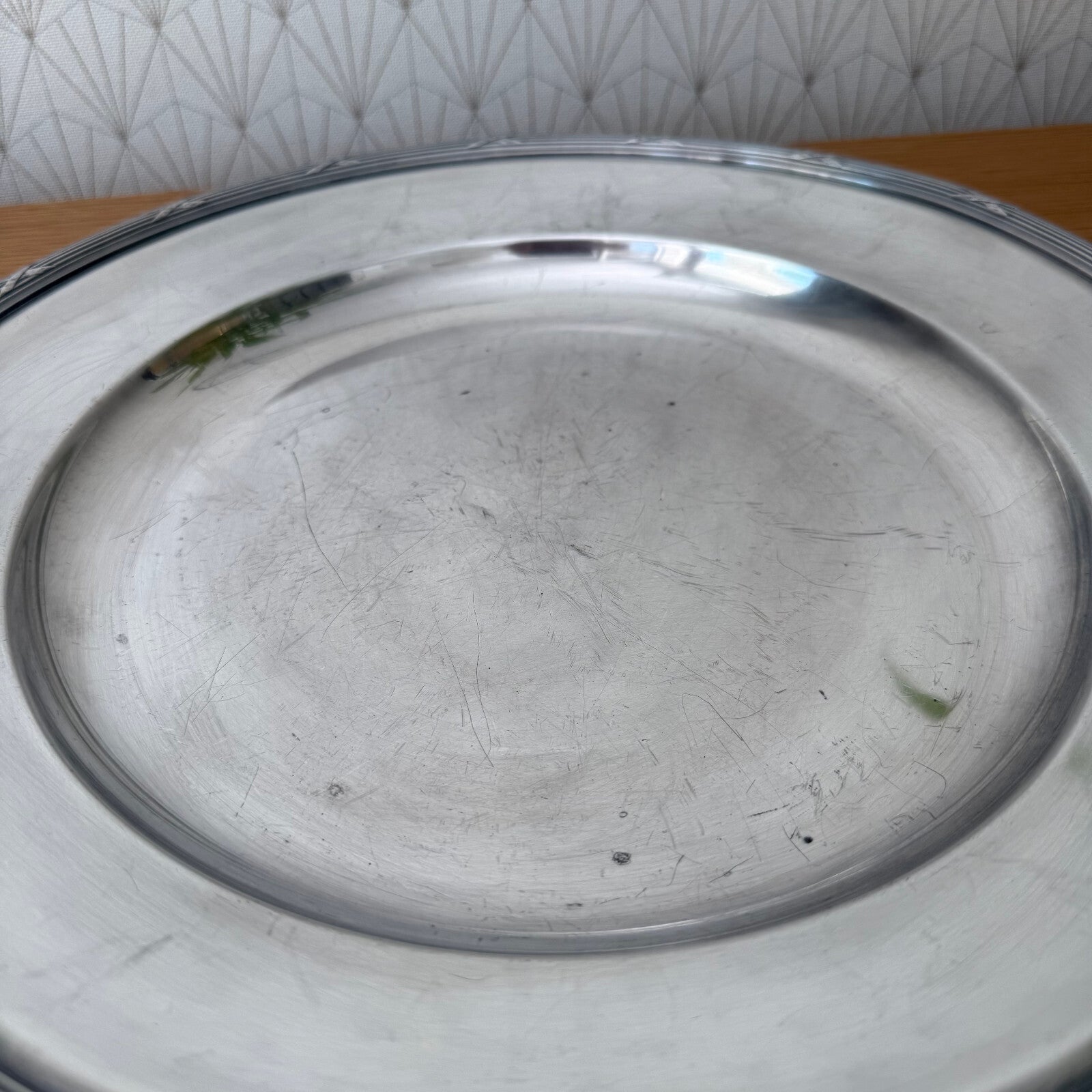 Vintage Christofle Paris Silver Plated Serving Tray Round 14" French 0905253 Christofle