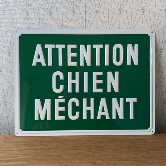 French Street Sign Plaque - ATTENTION CHIEN MECHANT 2212248 - Fleamarketfrance