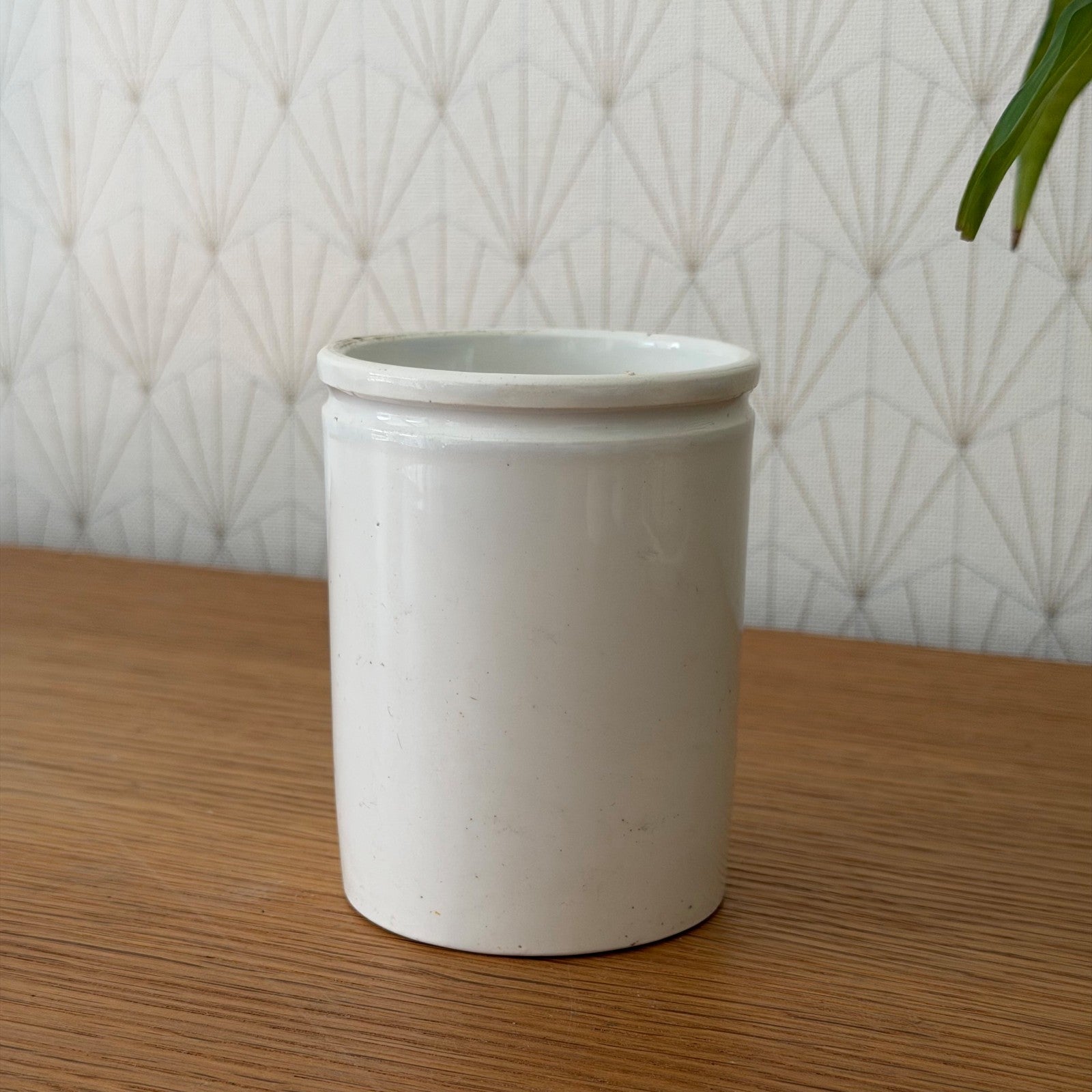 Vintage French Confit Pot White Stoneware Ceramic Crock 1602256 Unmarked