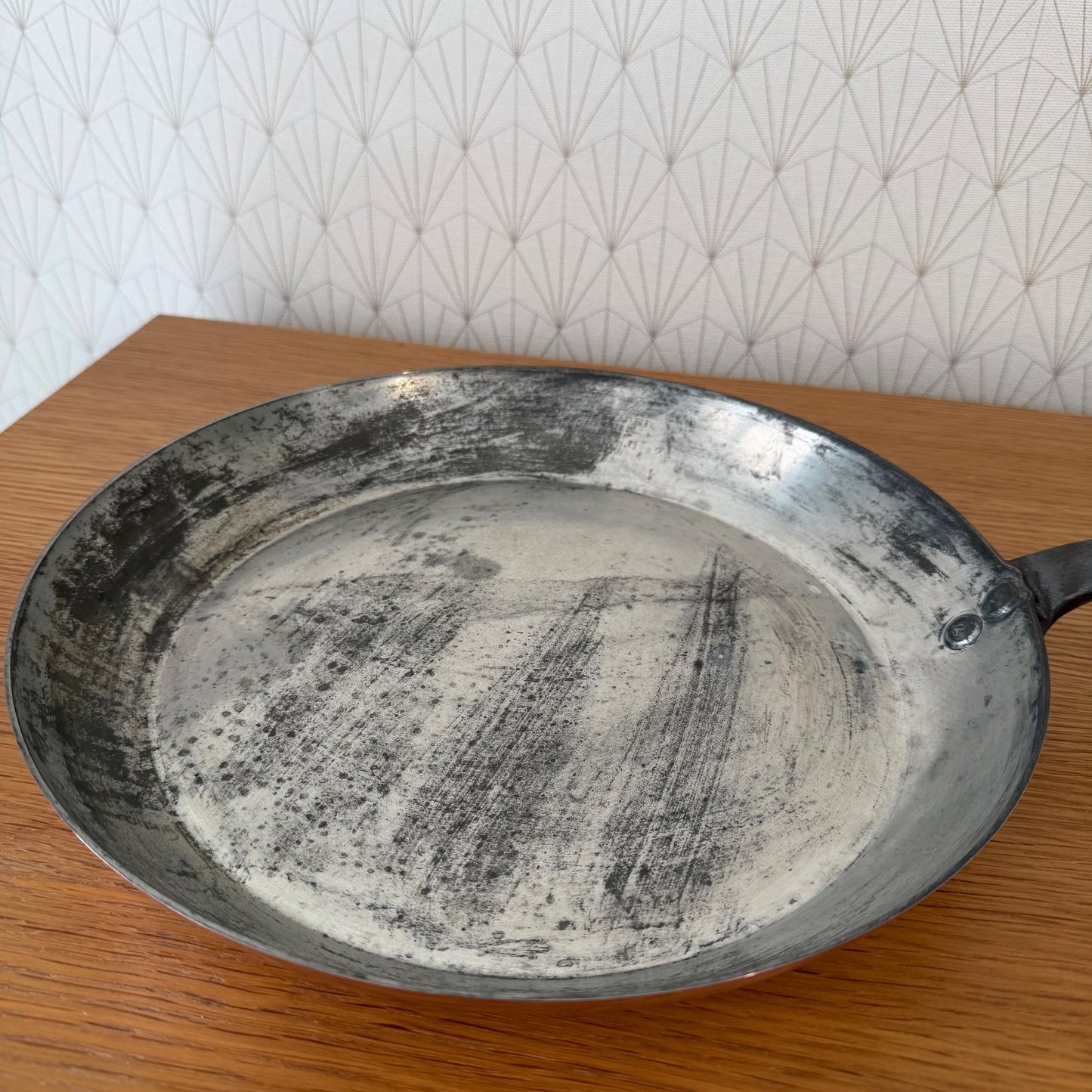 Professional French Copper Pan Villedieu Tin Lined 30cm Vintage 0505263 Unbranded