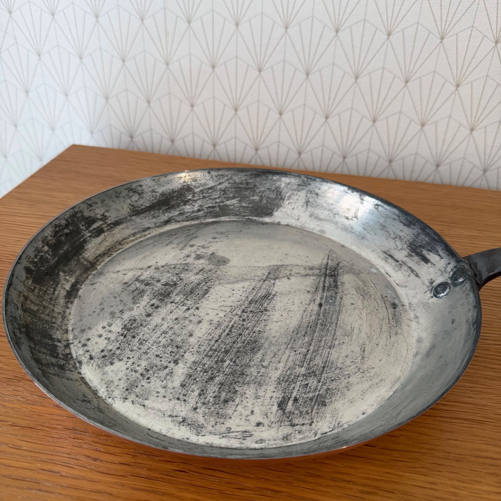 Professional French Copper Pan Villedieu Tin Lined 30cm Vintage 0505263 Unbranded