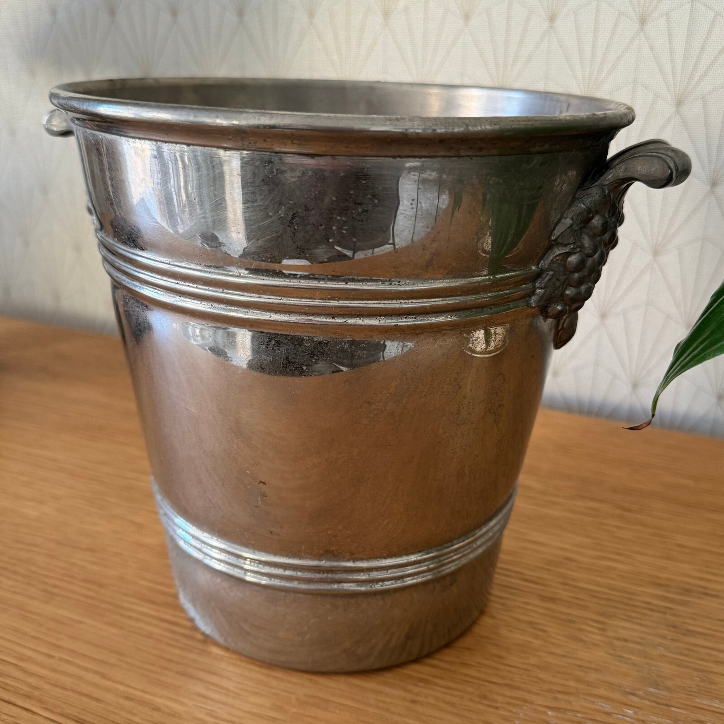 French Silverplate Ice Bucket Champagne Cooler Grape Handles 0703241 Fleamarketfrance