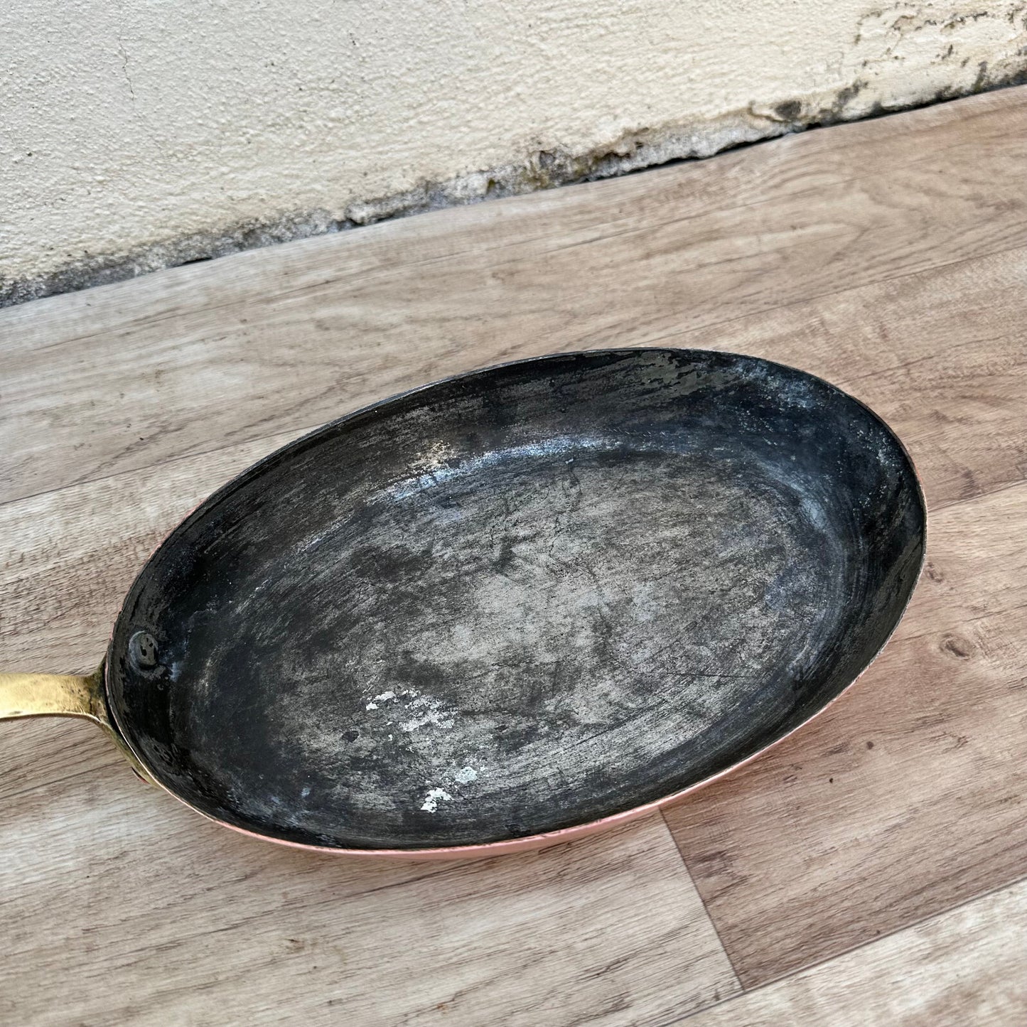 Vintage French Copper Fish Pan Oval Brass Handle Professional Cookware 0311234 Unbranded
