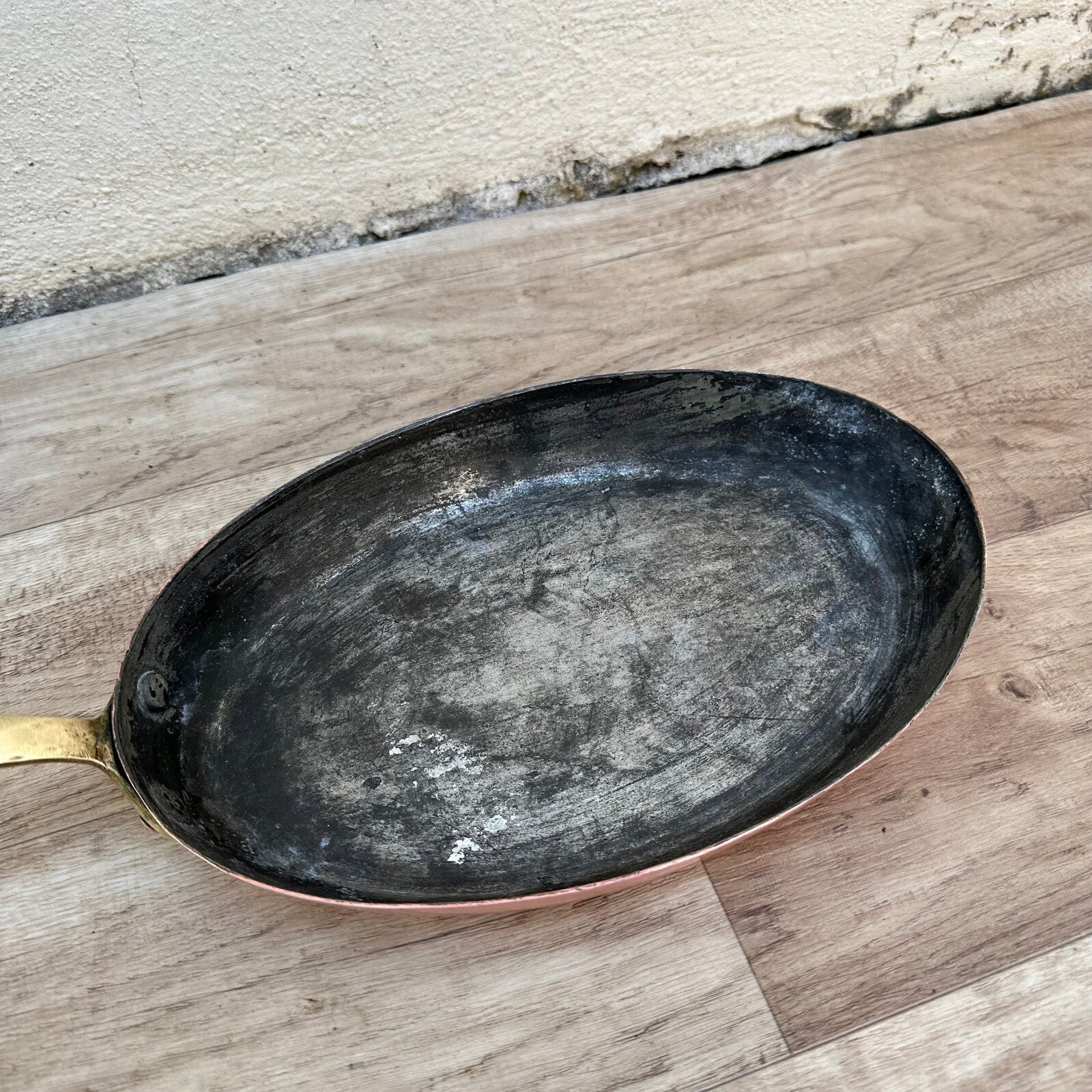 Vintage French Copper Fish Pan Oval Brass Handle Professional Cookware 0311234 Unbranded
