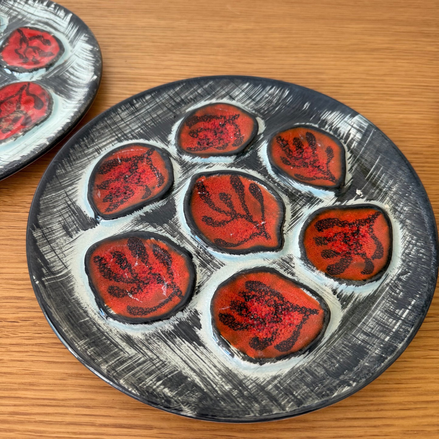 French Faience Oyster Plates MBFA Pornic Hand Painted Vintage Set 2205253 Quimpezr