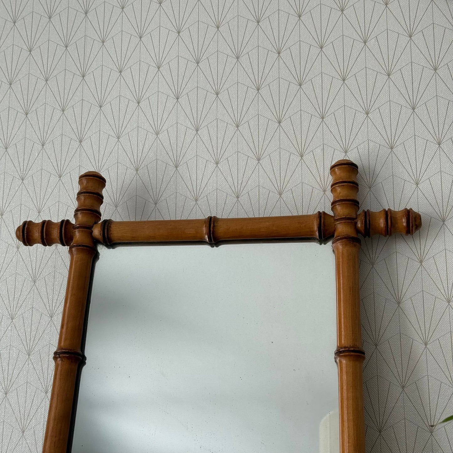 Vintage French wood faux bamboo WALL-HANGING MIRROR 1707252 Fleamarketfrance