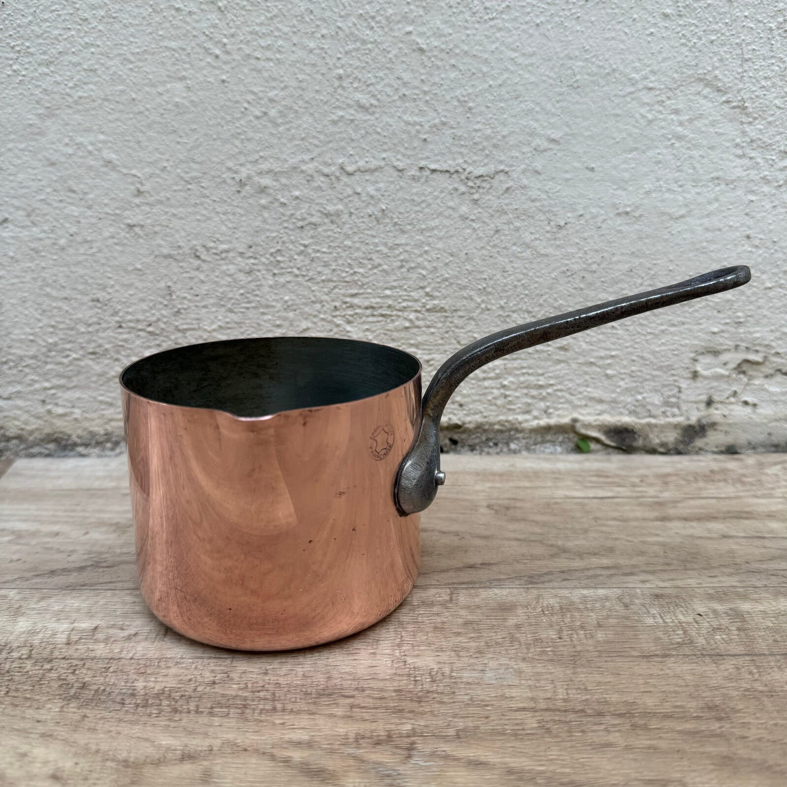 French Copper Saucepan Vintage Tin Lined Cast Iron Handle France 19092423 Fleamarketfrance