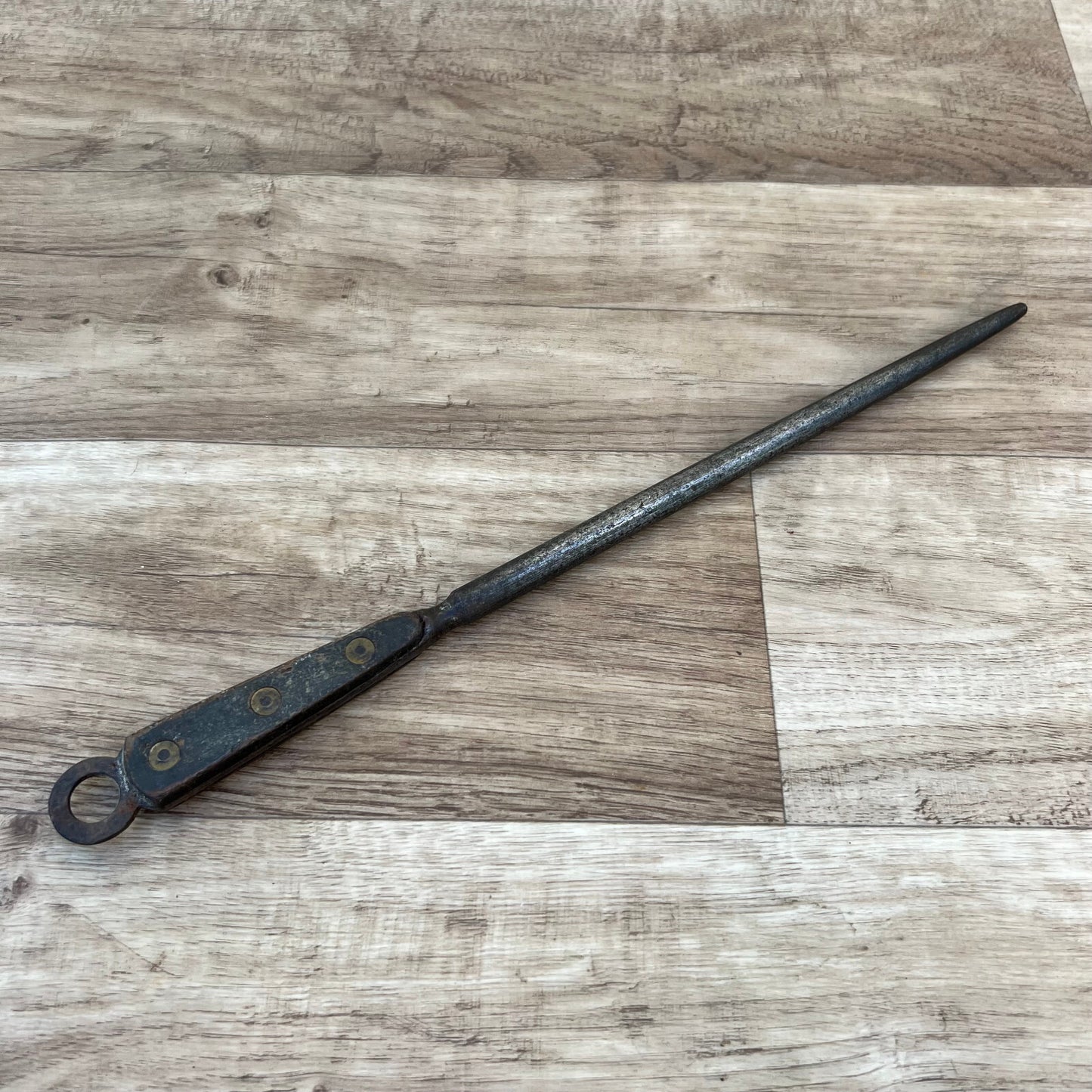 French Butcher Steel Knife Sharpening Rod Vintage Kitchen Tool 14" 24112425 Unbranded