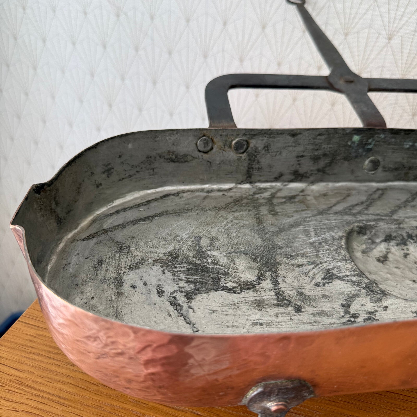 French Copper Pan Leche-Frites Tin Lined Vintage Braising Cookware 1906256 Fleamarketfrance