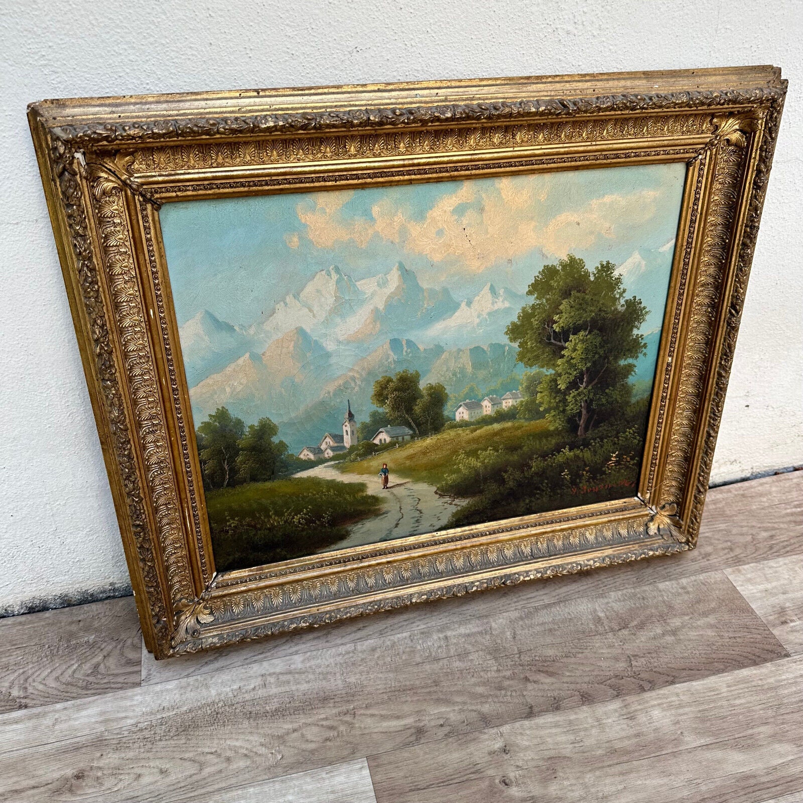 FRENCH Antique  landscape STILL LIFE Old PAINTING signed and framed 11082317 - Fleamarketfrance