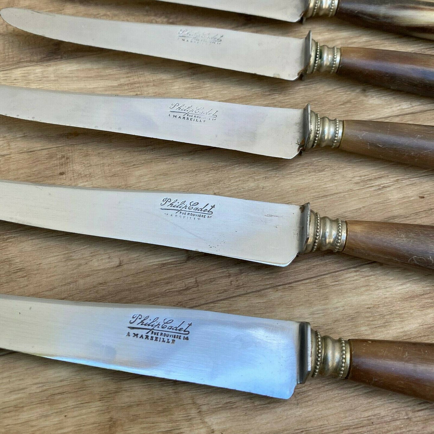Vintage French Horn Handle Knives Philip Cadet Marseille Set of 6 070820121 Philip Cadet