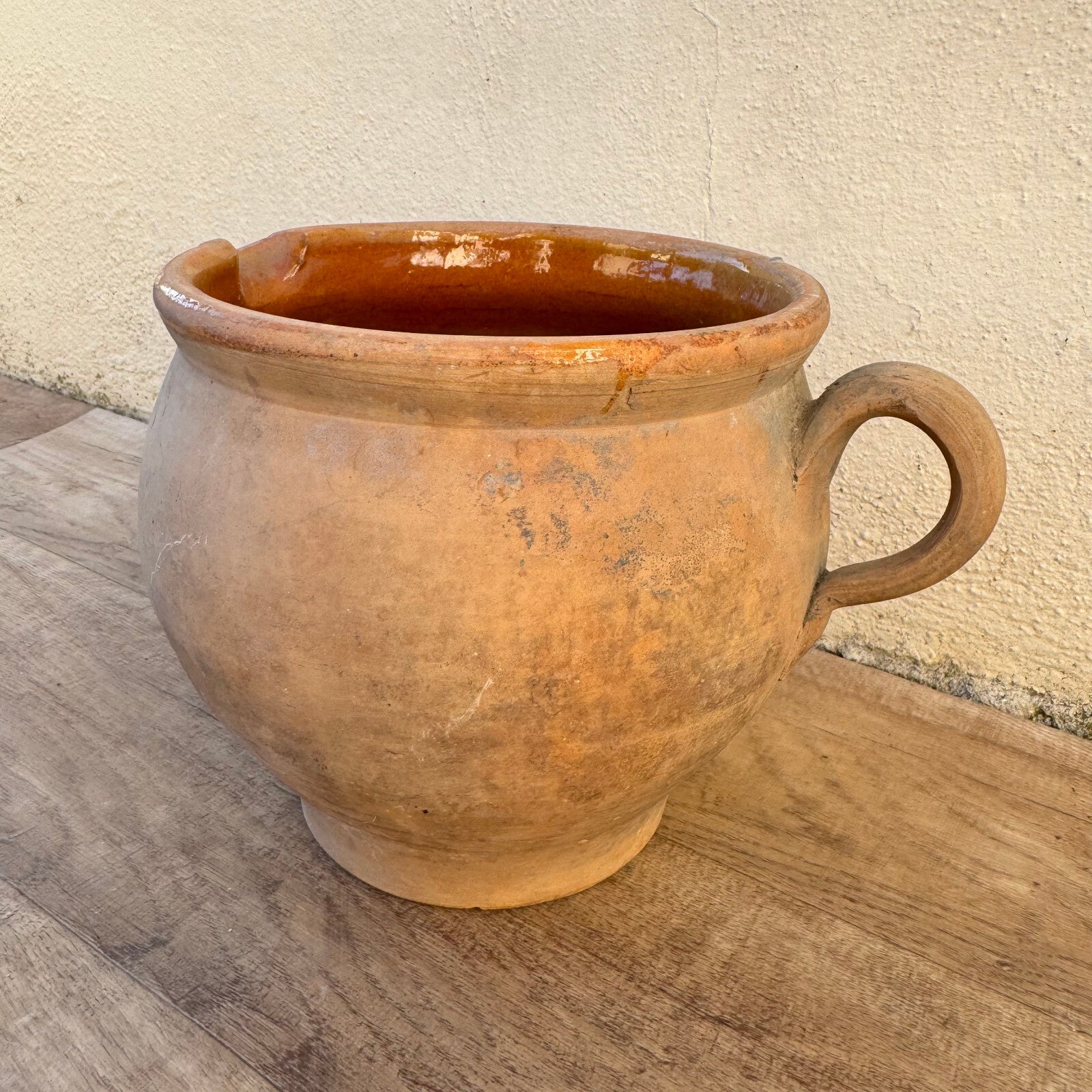 French Antique Pottery Pitcher Stoneware Ceramic Jug Rustic 1302251 Unmarked
