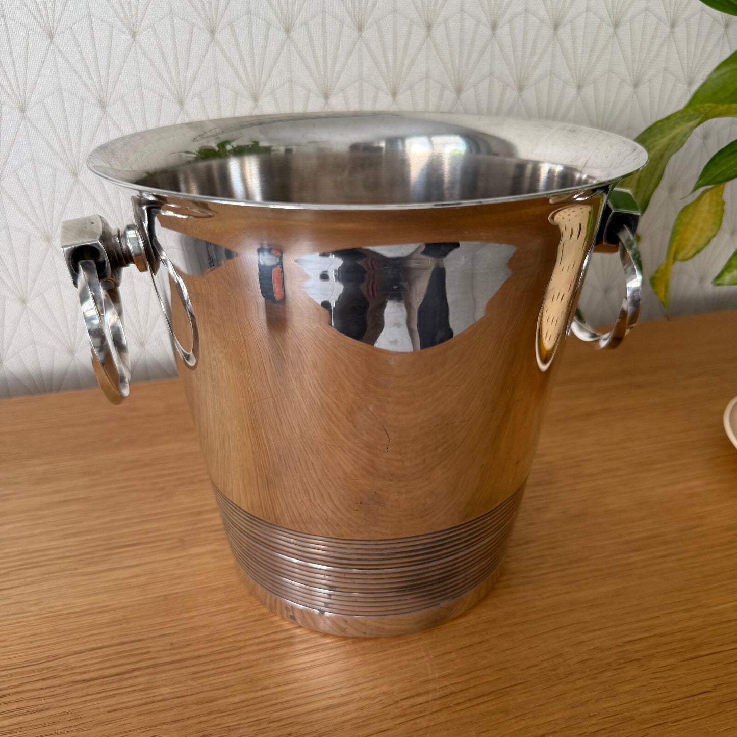 Vintage French Silverplate Champagne Bucket Wine Cooler Ring Handles 2205258 Fleamarketfrance