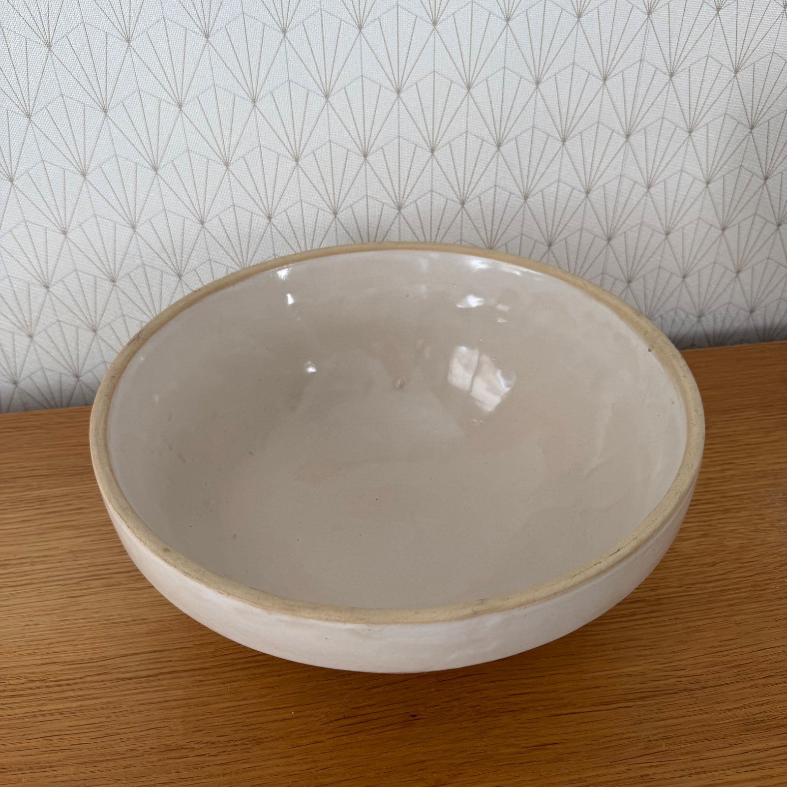 Large Vintage French Stoneware Mixing Bowl Salad Serving 13" 1408262 Fleamarketfrance