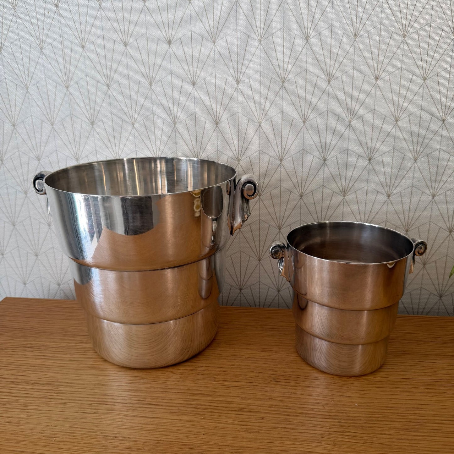 French Silverplate Champagne Ice Bucket Wine Cooler Art Deco Set 1407267
