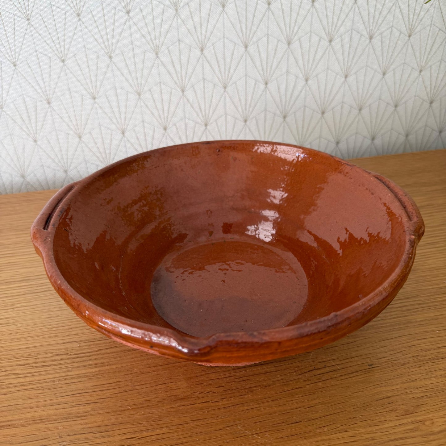 Vintage French Terracotta Bowl Glazed Rustic Pottery Mixing Tian 2505264 Fleamarketfrance