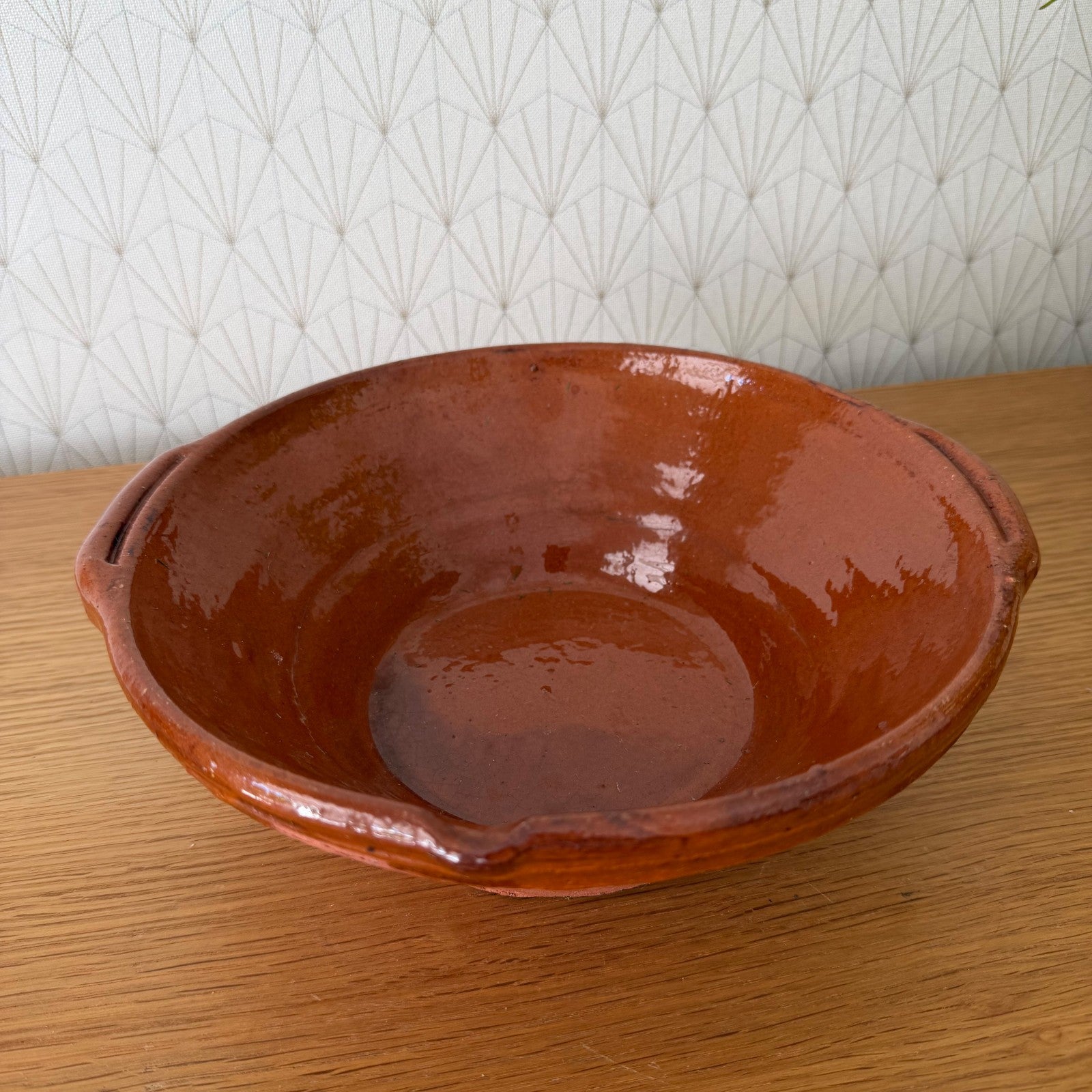 Vintage French Terracotta Bowl Glazed Rustic Pottery Mixing Tian 2505264 Fleamarketfrance