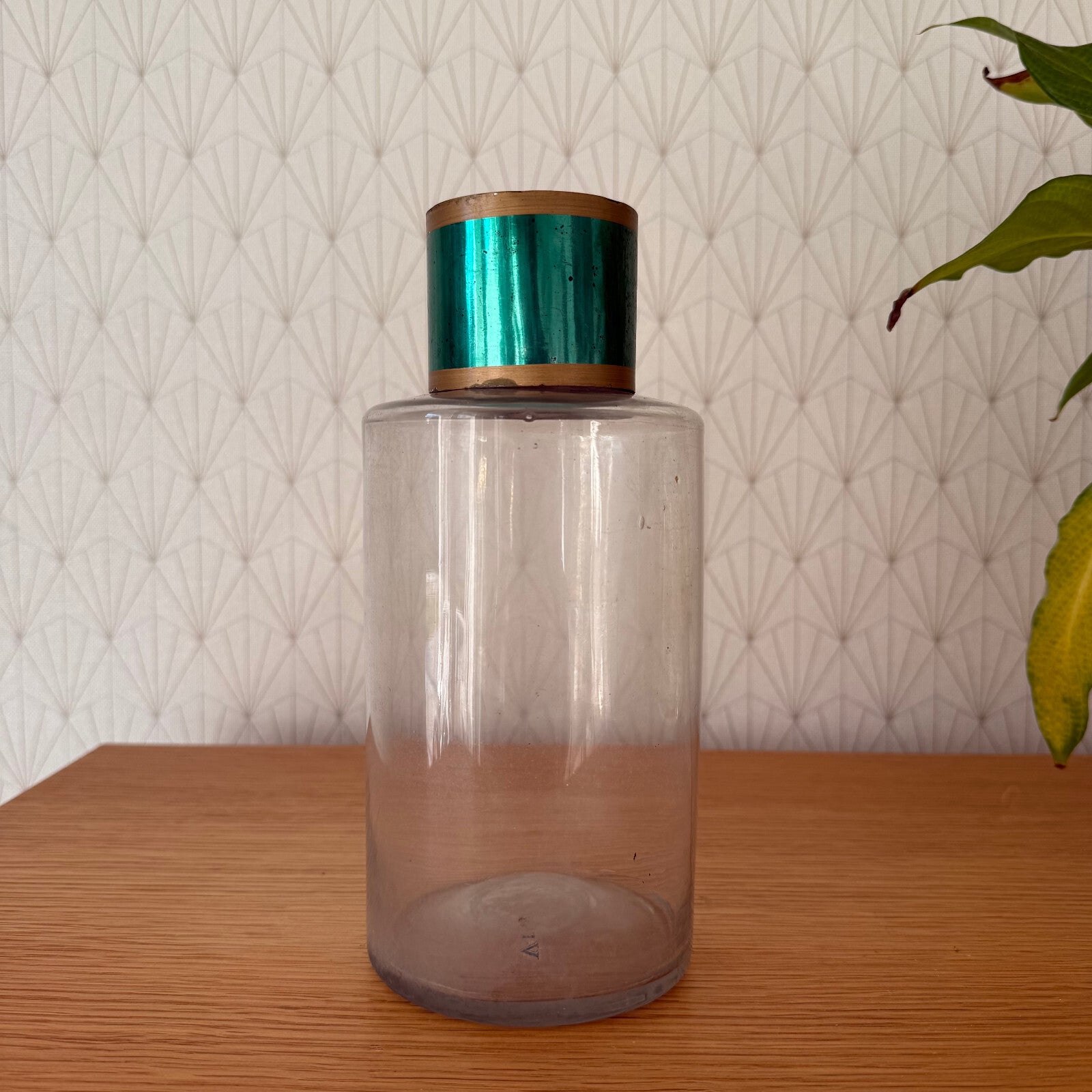 French Apothecary Jar Clear Glass Green Cap Pharmacy Storage Antique 2001251 Fleamarketfrance