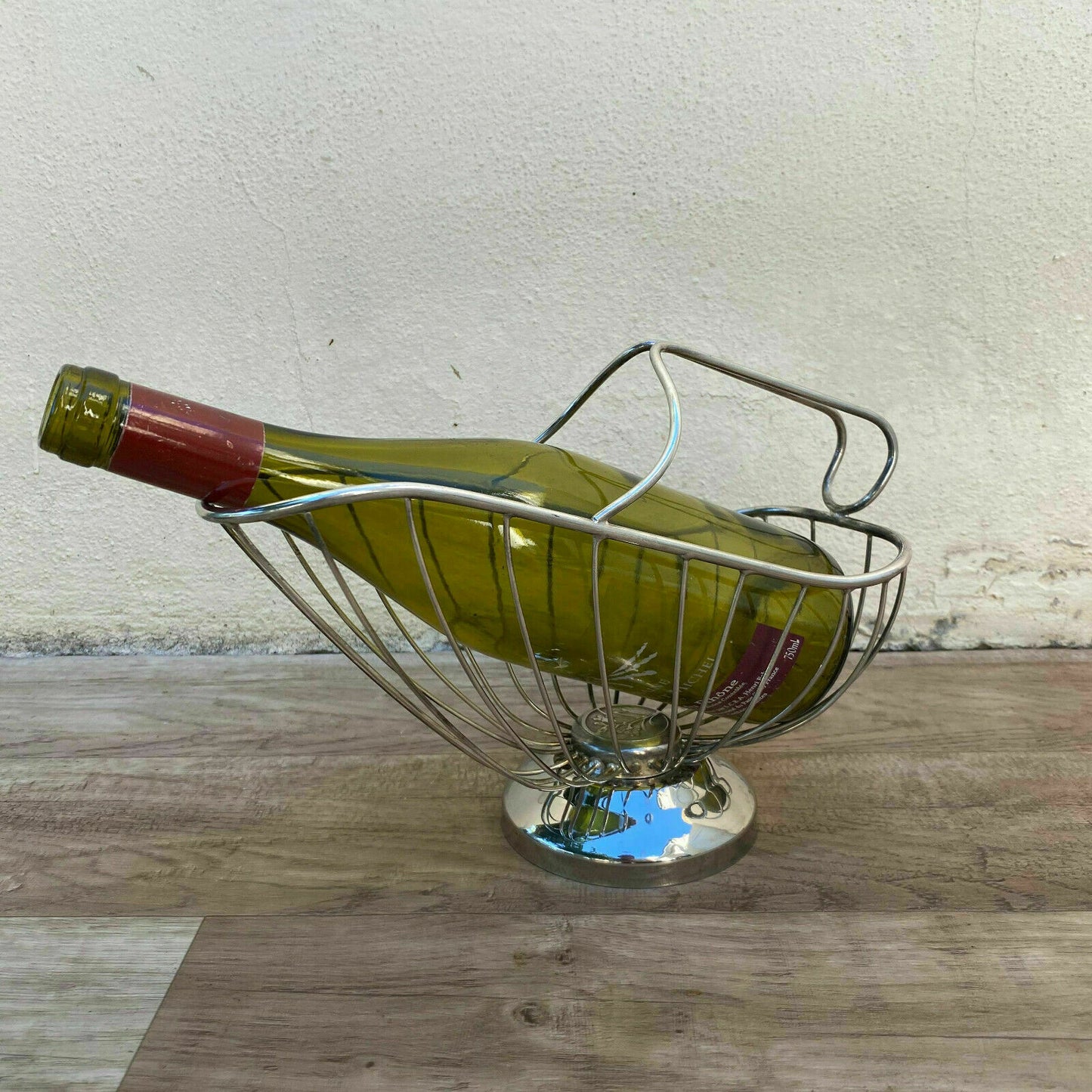 French Silver Plated Vintage Wine Basket Bottle Holder Serving 3110217 Handmade