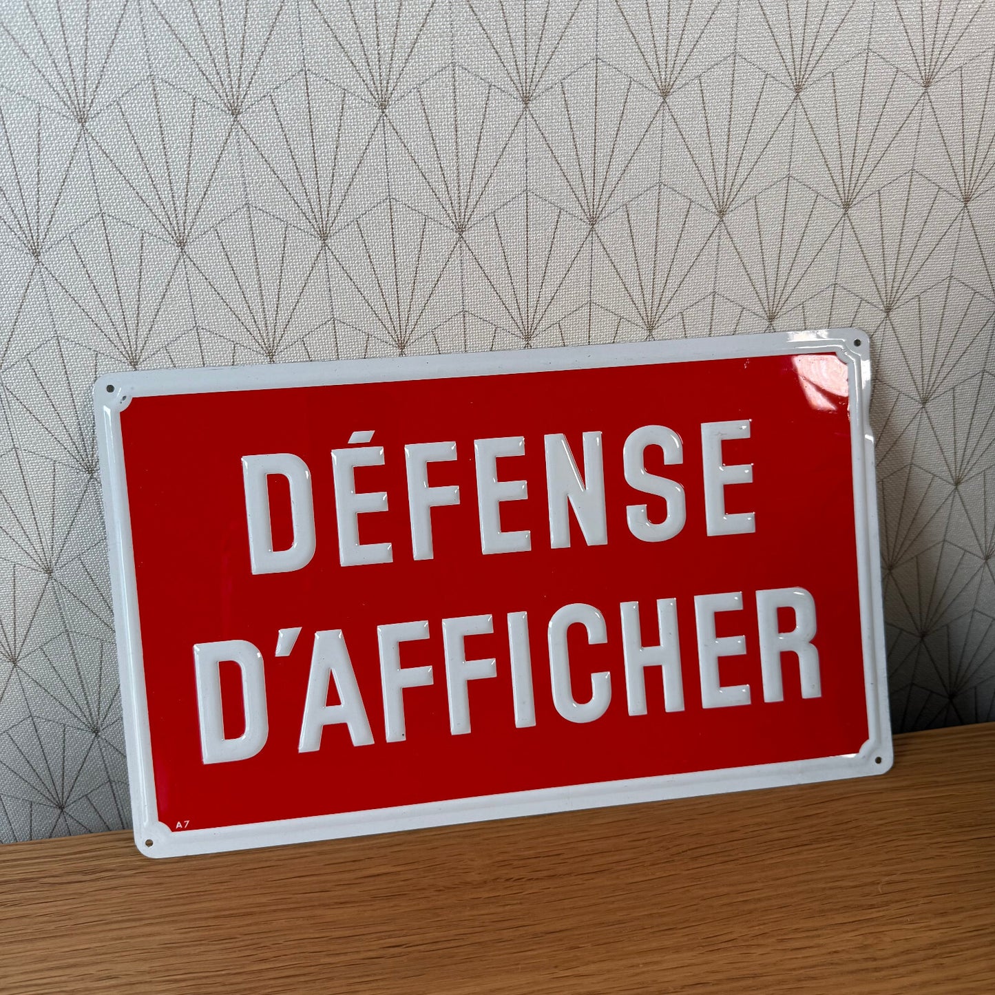 Vintage French Street Sign Metal Plaque Defense D'Afficher Red 2212243 Fleamarketfrance