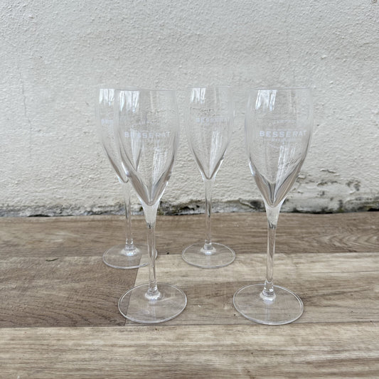 Set 4 Besserat Bellefon Champagne Flutes Crystal Glasses France 12092432 Besserat de Bellefon