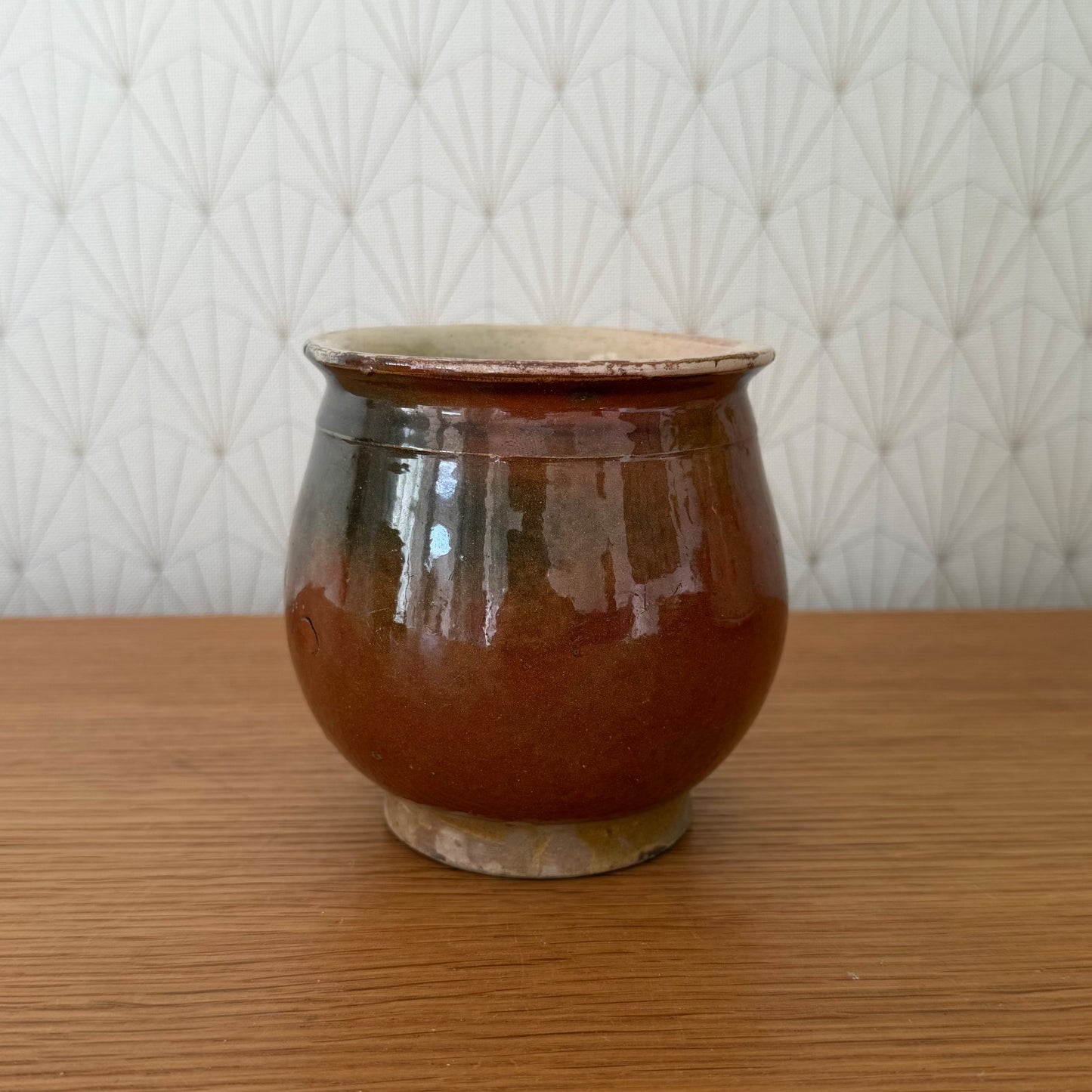 French Honey Pot Brown Glazed Terracotta Pottery c.1900 2101263 Unmarked