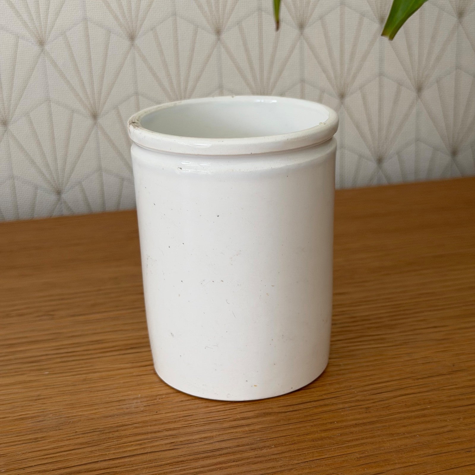Vintage French Confit Pot White Stoneware Ceramic Crock 1602256 Unmarked