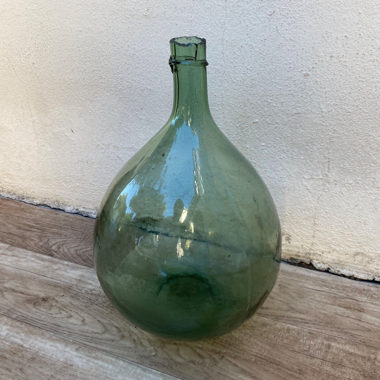 Antique French Dame Jeanne Green Glass Demijohn Wine Bottle 04072622 Fleamarketfrance