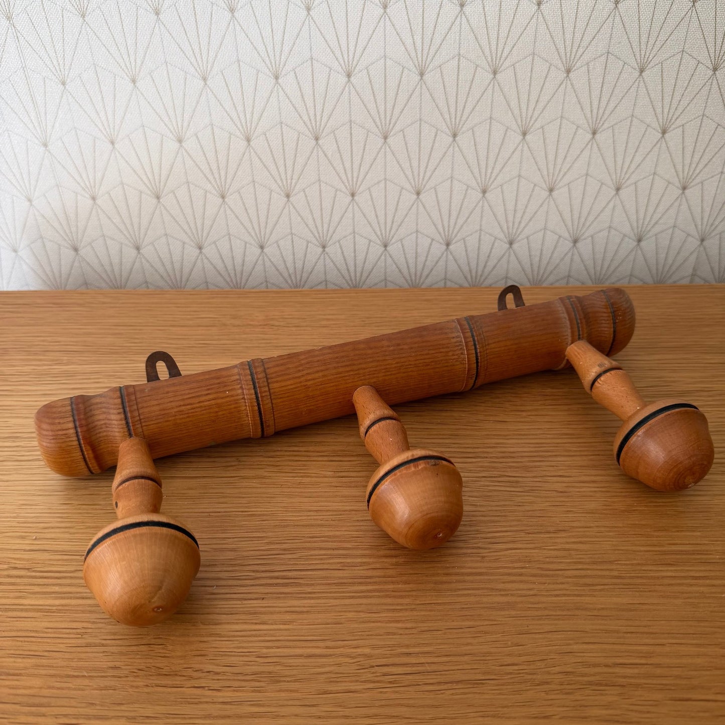Antique Wooden French Coat Hook Hat 3 Pegs Hanger Faux Bamboo rack 2409251 Unbranded