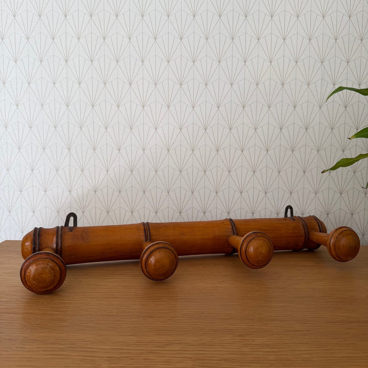 Antique French Coat Hook Hat 4 Pegs Hanger Faux Bamboo rack 0810256