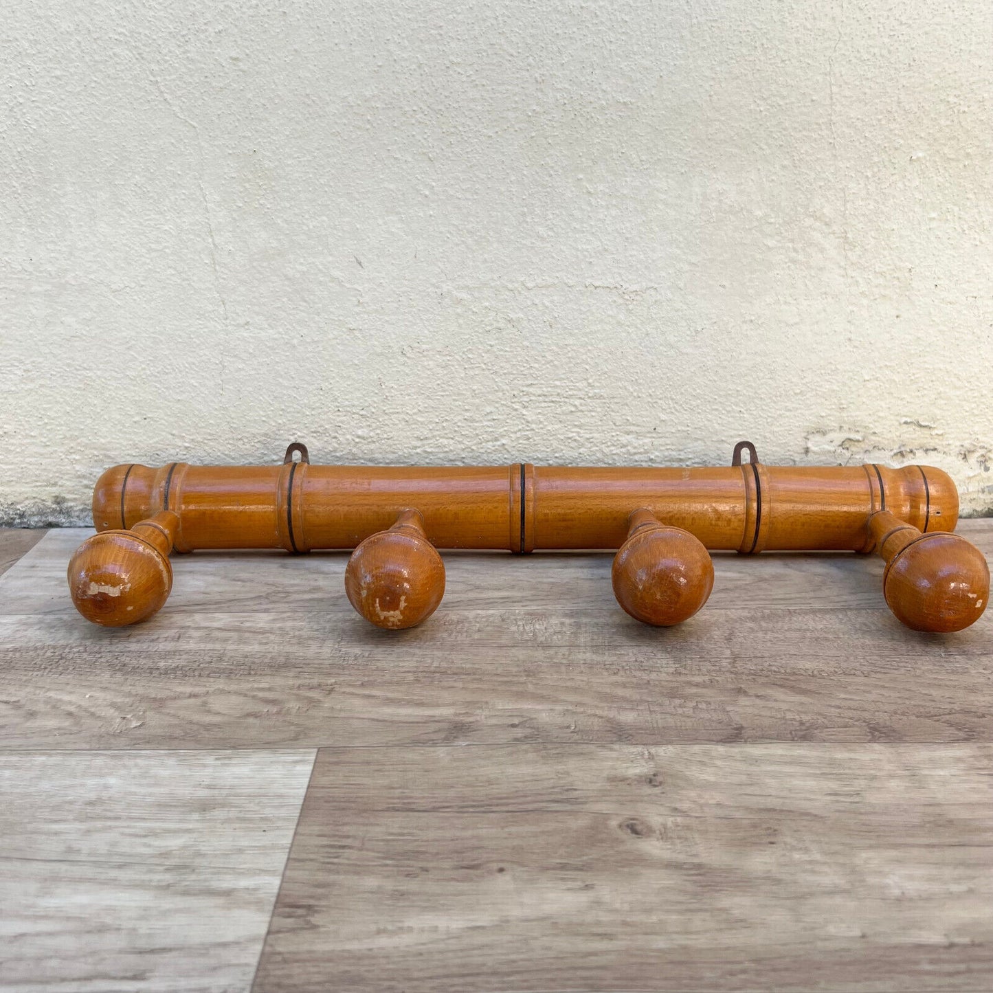 Antique French Coat Hook Hat 4 Pegs Hanger Faux Bamboo rack 0808223 Unbranded