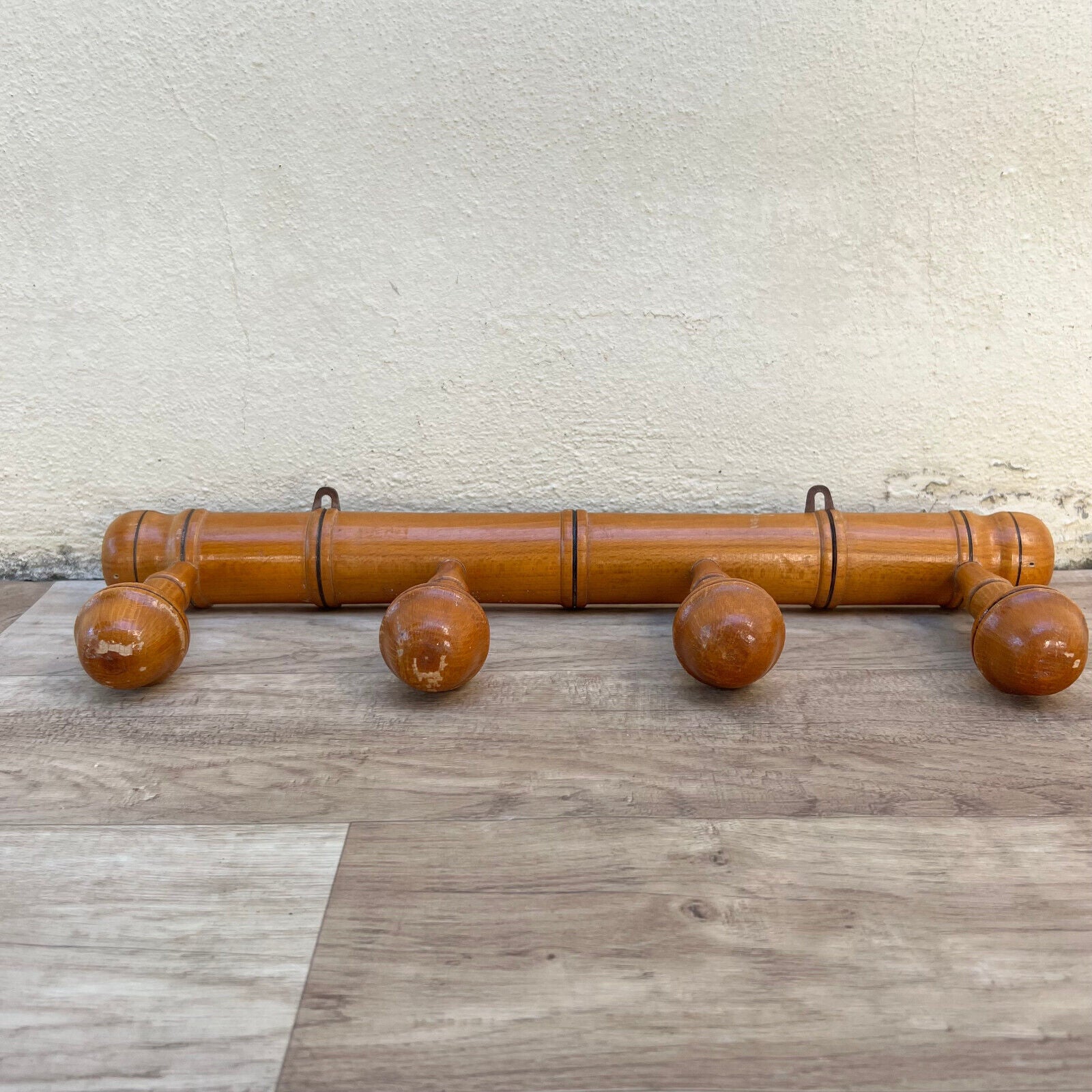Antique French Coat Hook Hat 4 Pegs Hanger Faux Bamboo rack 0808223 Unbranded