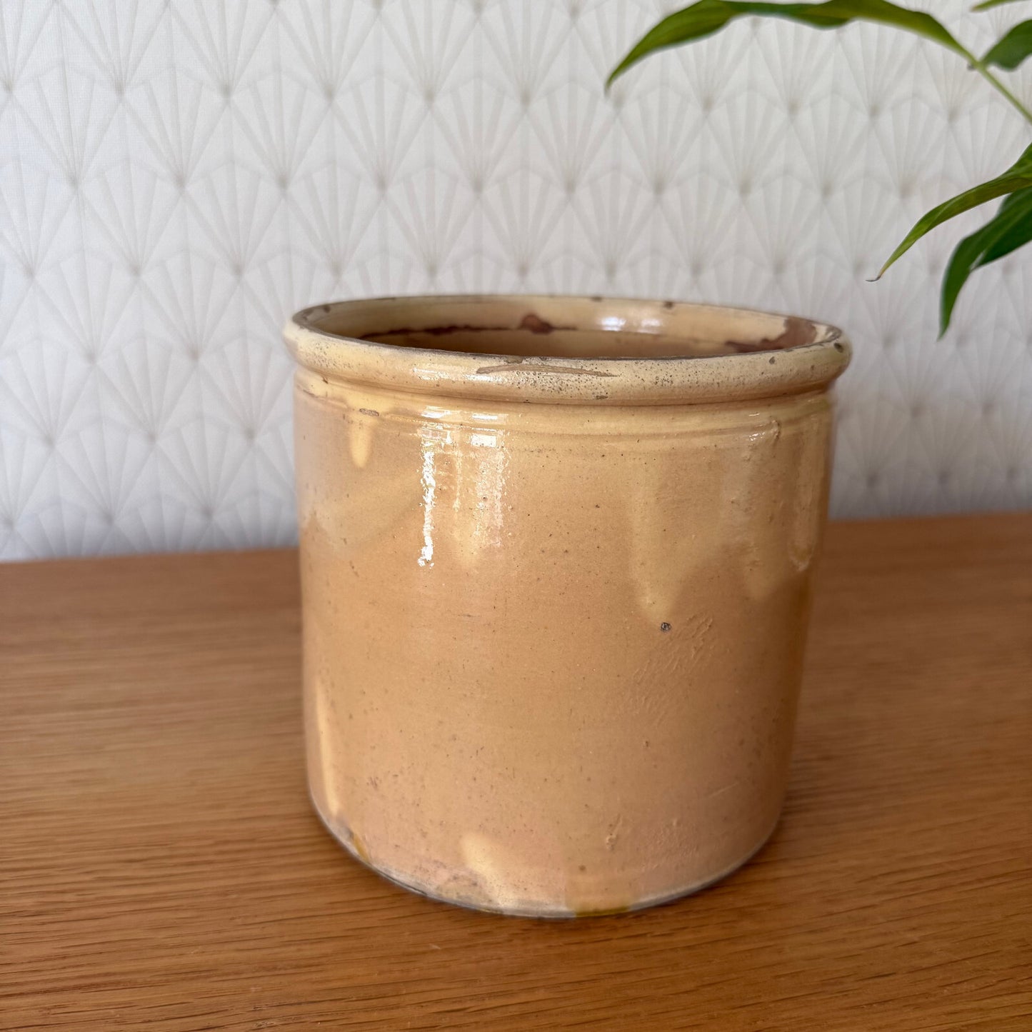 HANDMADE GLAZED YELLOW ANTIQUE FRENCH CONFIT JAM POT SMALL TERRACOTTA 2904253