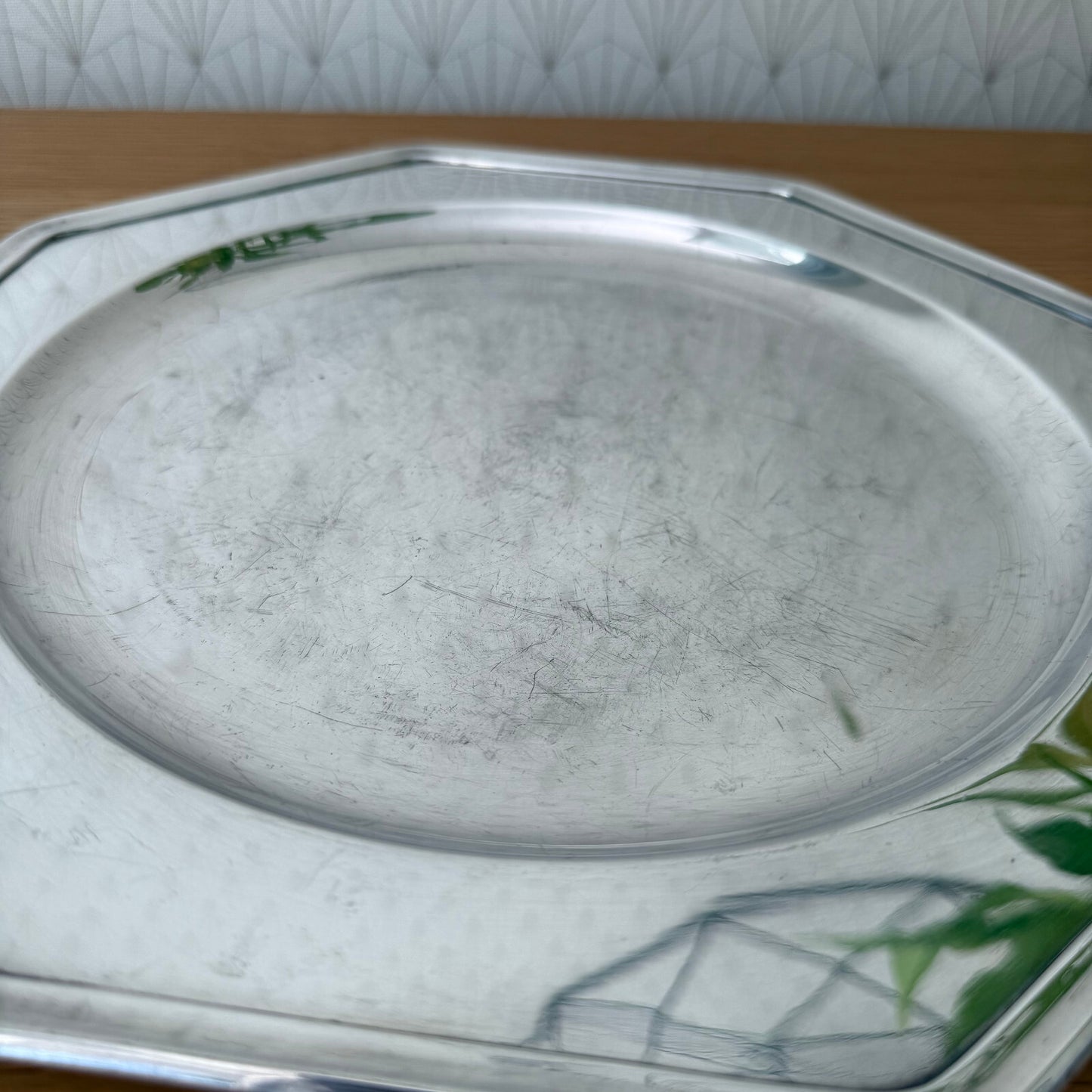Vintage French Silver Plated Tray Ravinet d'Enfert Octagonal 12" 0905255 Ravinet d'Enfert