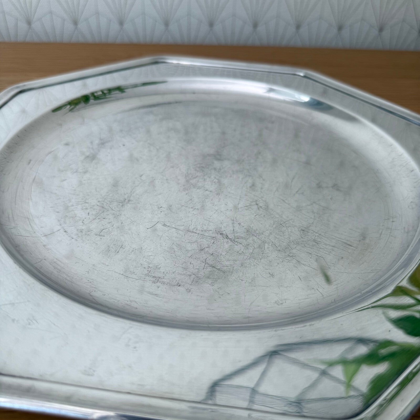 Vintage French Silver Plated Tray Ravinet d'Enfert Octagonal 12" 0905255 Ravinet d'Enfert