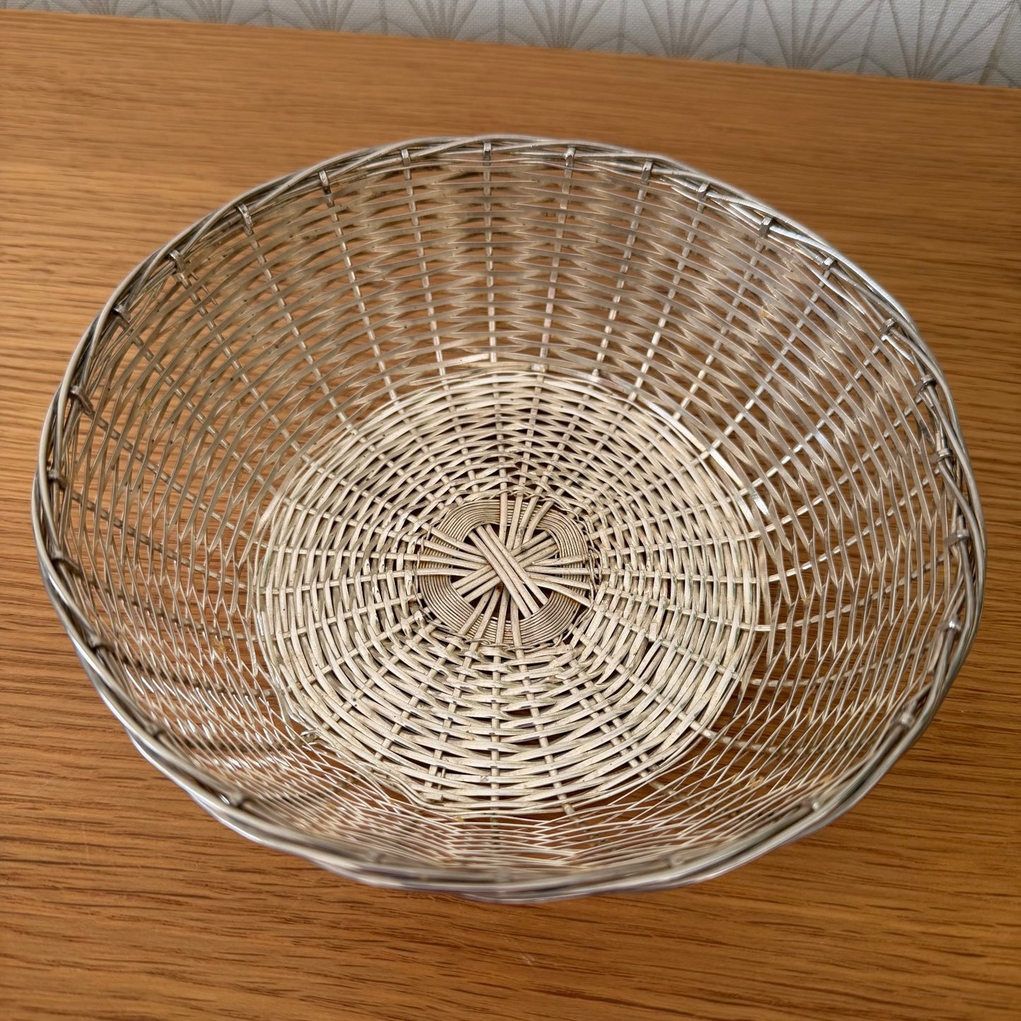French Silverplated Bread Basket Vintage Woven Metal Bowl 2101266 Unbranded