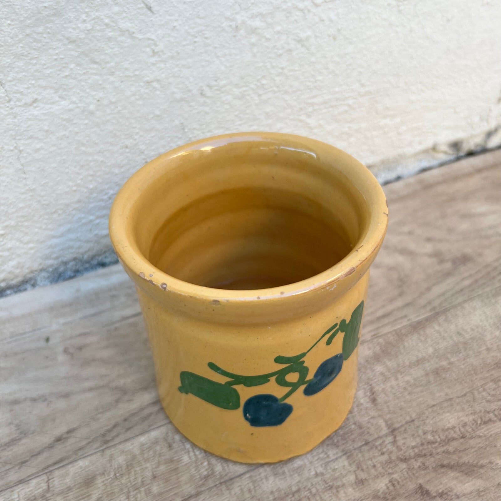 Antique French Confit Pot Yellow Terracotta Savoie Fruit Motif 2905249 Unmarked