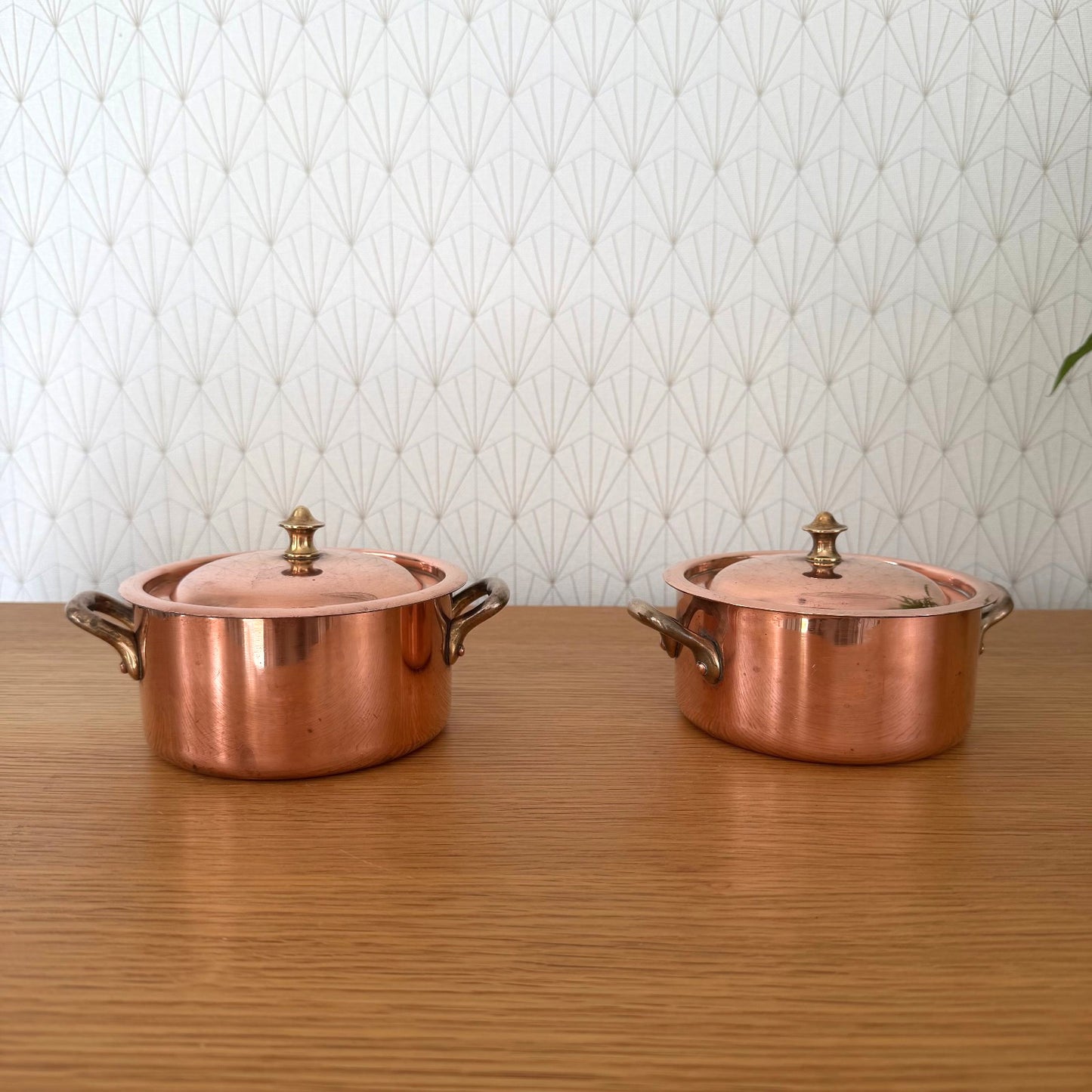 Set of 2 Made in France French stock pots Copper Cookware  Villedieu 0910253