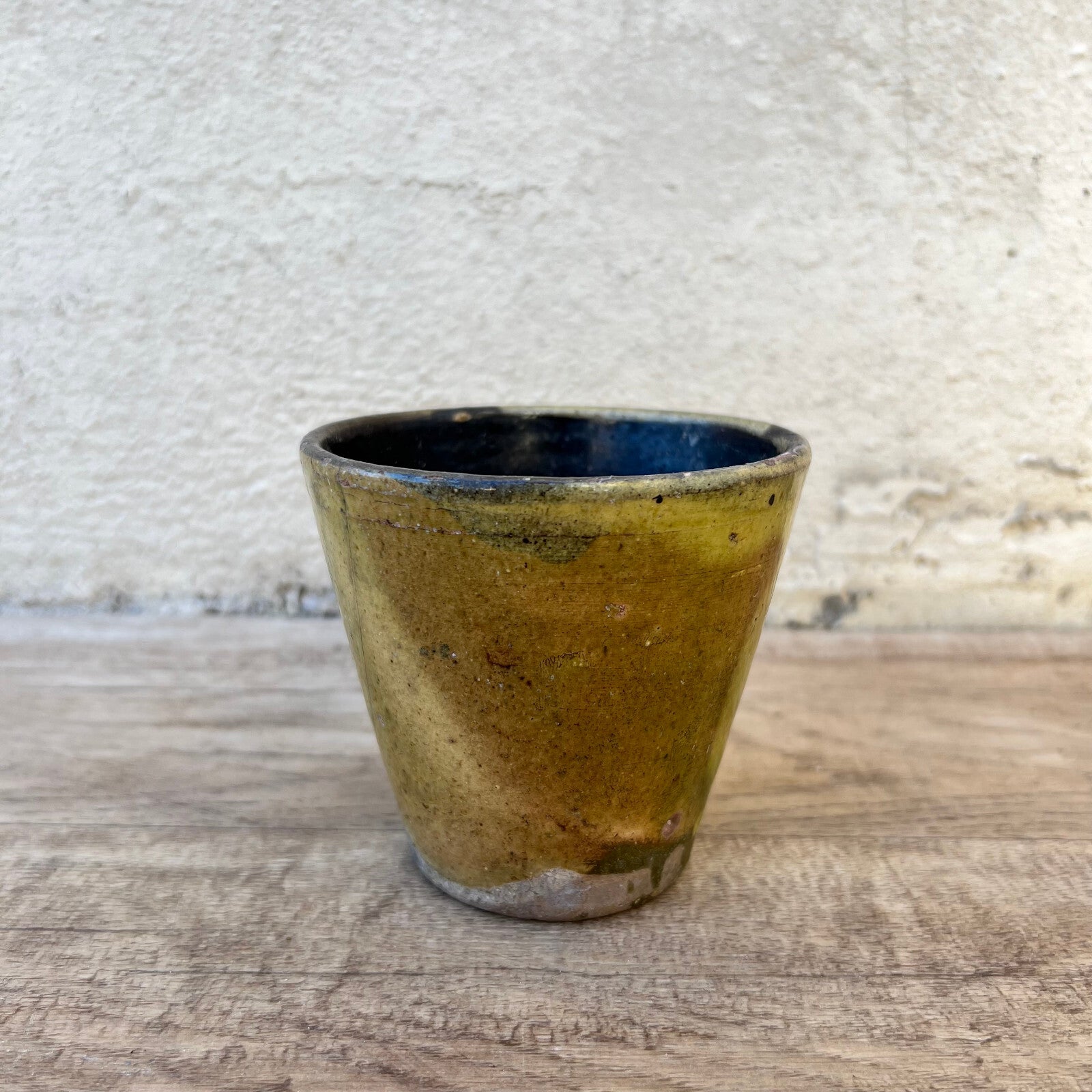 Vintage French Pottery Planter Yellow Blue Glazed Ceramic 1930s 26052224 Fleamarketfrance