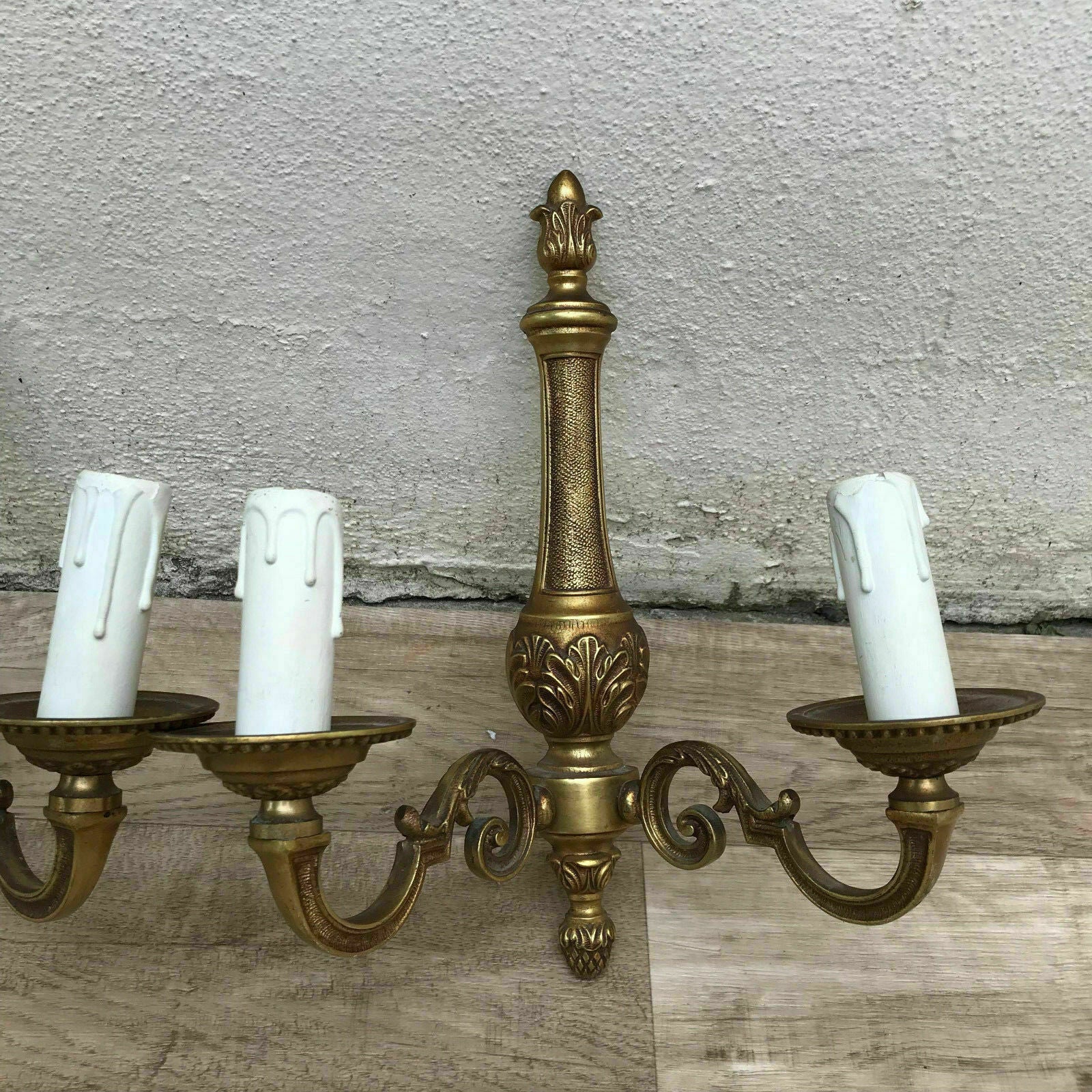 stunning vintage French bronze wall 2 lights / scones pair 1406184 - Fleamarketfrance