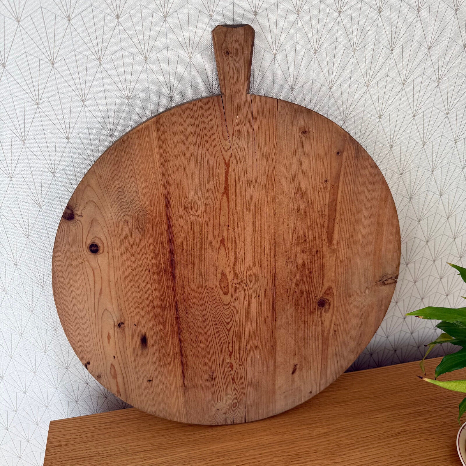 ANTIQUE VINTAGE ROUND EUROPEAN BREAD OR CHOPPING CUTTING BOARD WOOD 0902252 - Fleamarketfrance