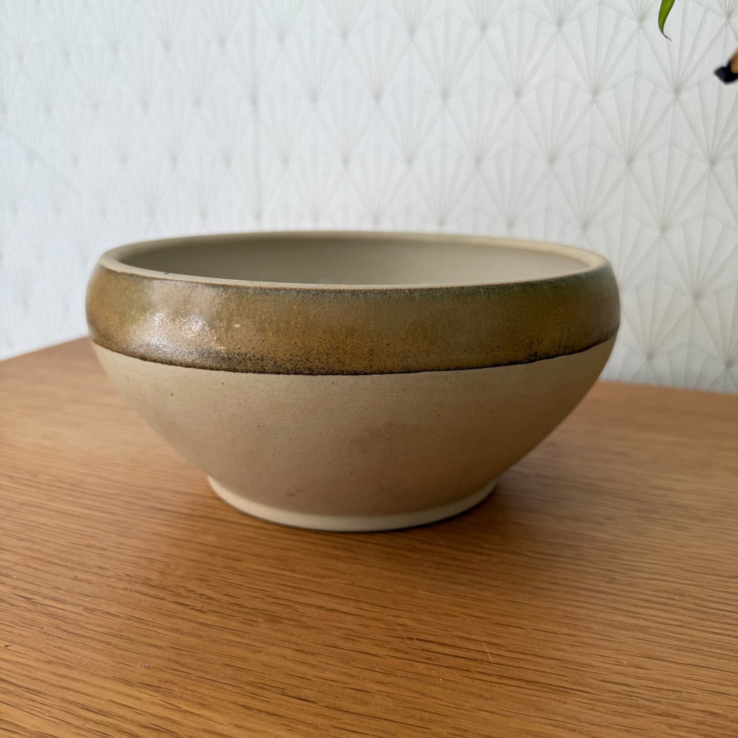 VINTAGE FRENCH STONEWARE SALAD MIXING BOWL TERRINE 8 1/4" 2608259